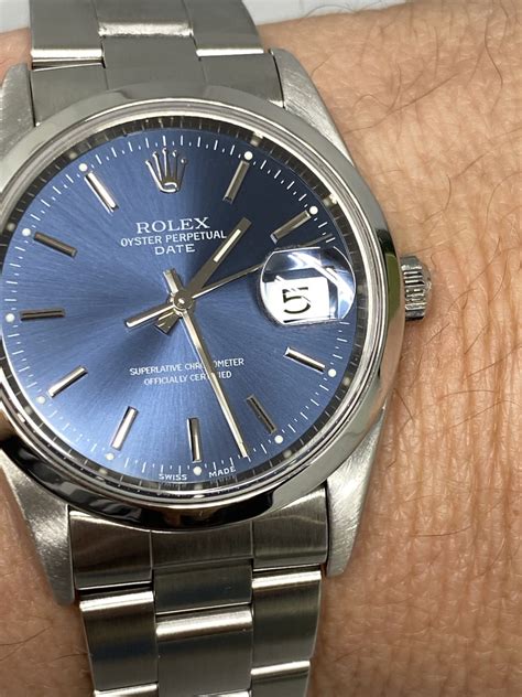 rolex oyster perpetual 34 blue dial|rolex oyster perpetual used price.